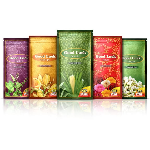 Cycle Pure Agarbatti Combo Pack | 5N | Good Luck Kewda, Kasturi, Champa, Rose, Mogra | Floral Natural Incense for Puja, Meditation, Freshness, Happy Vibes