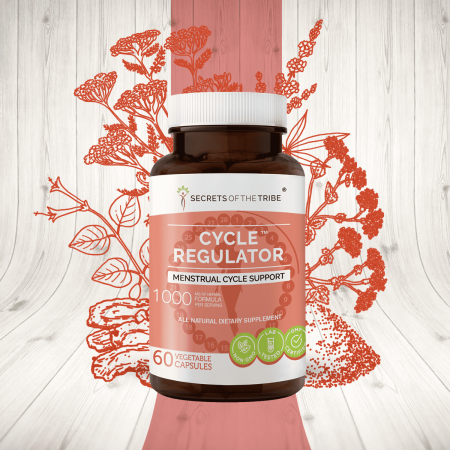 Secrets of the Tribe Cycle Regulator Capsules Dietary Supplement, Natural Herb Blend, Made from Vitex, Partridgeberry, Lady's Mantle, Black Cohosh, Yarrow, Dong Quai 60 Count
