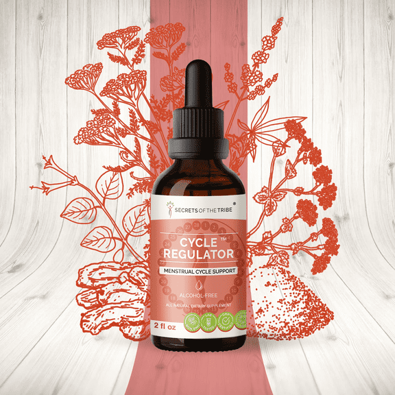 Secrets Of The Tribe Cycle Regulator Blend Tincture Dietary Supplement, Natural Extract, Made from Vitex,Partridgeberry, Lady's Mantle, Black Cohosh, Yarrow, Dong Quai 2 oz