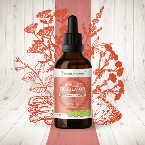Cycle Regulator Alcohol-FREE Extract, Tincture, Glycerite Vitex,Partridgeberry, Lady's Mantle, Black Cohosh, Yarrow, Dong Quai. Menstrual Cycle Support 4 oz