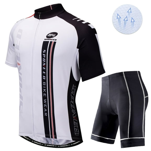 Cycle Shirt Set Short Sleeve,Sponeed MTB Cycling wear Jersey Shirts Bike Shorts White M