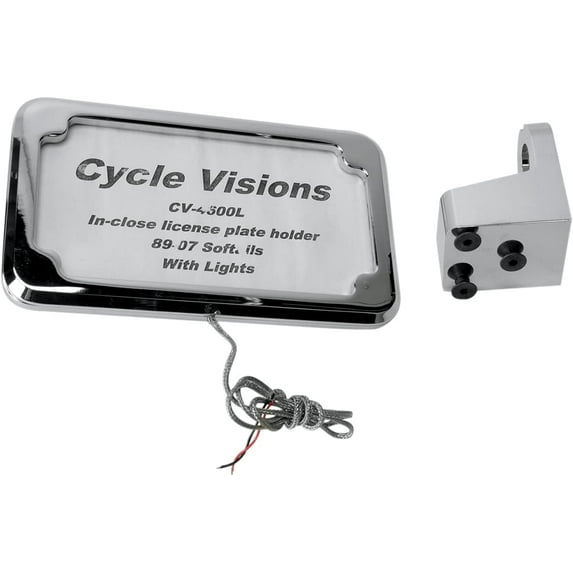 Cycle Visions CV-4600L In Close Vertical License Plate Holder with Plate Light - Chrome