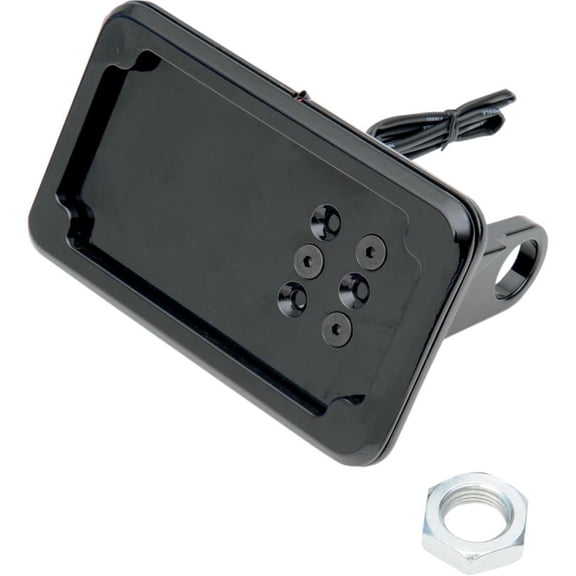 Cycle Visions CV-4606BLH In Close Horizontal License Plate Holder with Plate Light - Black