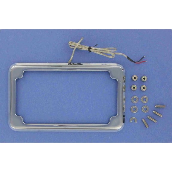 Cycle Visions CV-4616 Beveled License Plate Frame - Chrome with Plate Lights