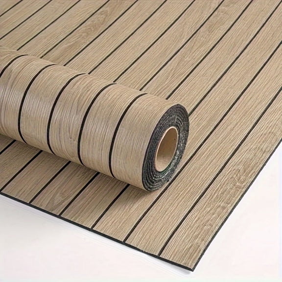 Cycleader Extra Thick 3D Vintage Wood Stripe Self-Adhesive Wallpaper Roll - Easy to Apply & Remove, Waterproof, Moisture-Resistant, Washable, Ideal for DIY Ceiling & Wall Projects
