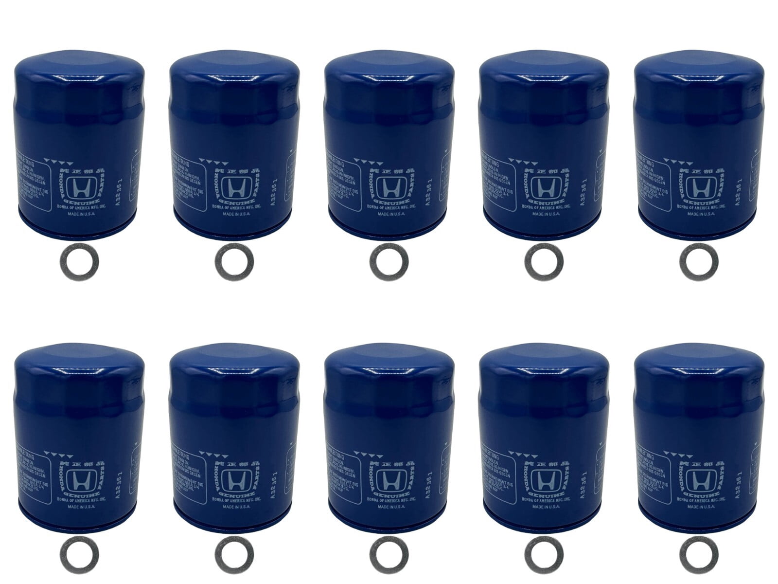 Cyclemax 10 Pack for Honda Genuine OEM Authentic Oil Filter includes 14mm Washer