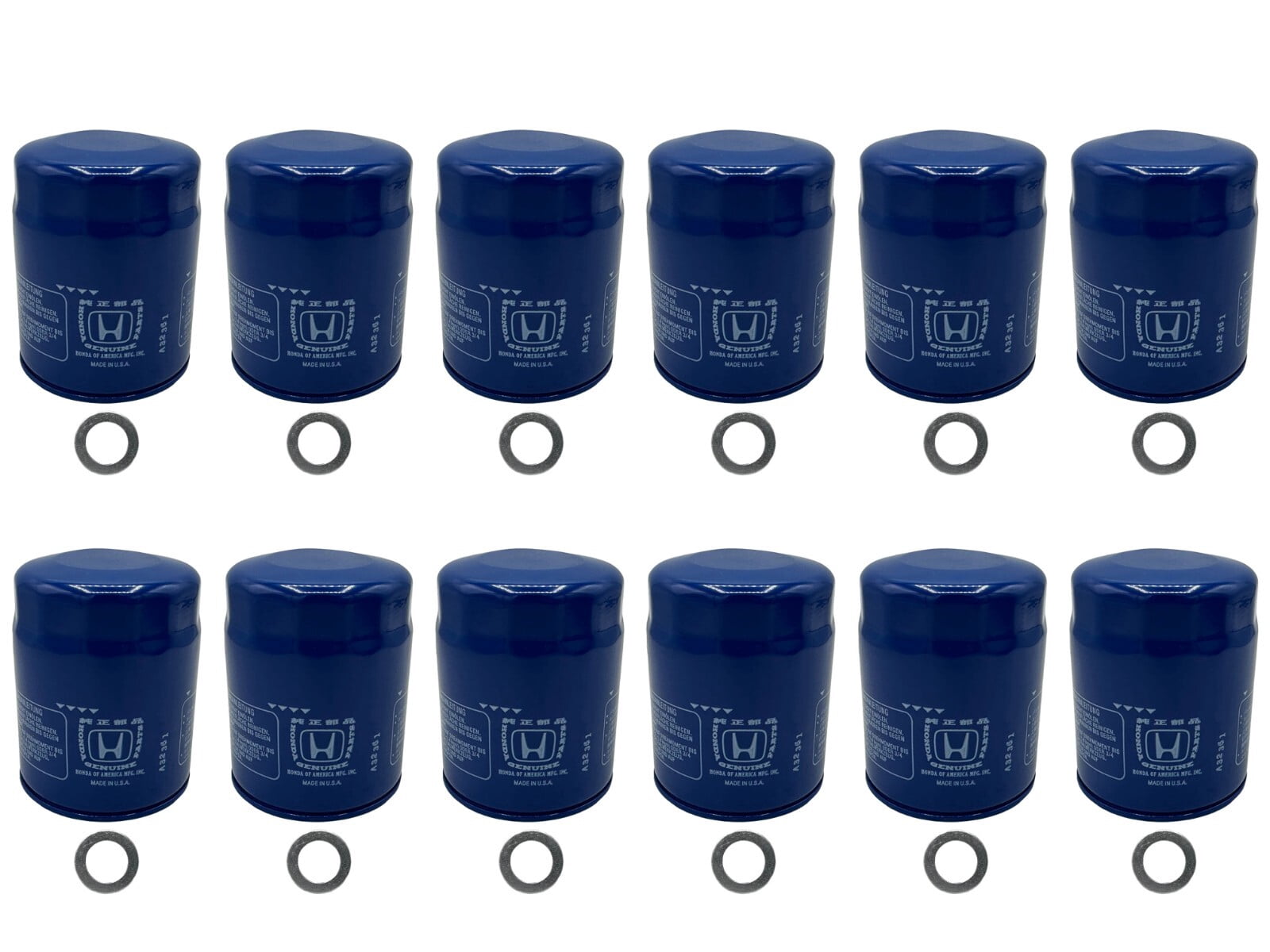 Cyclemax 12 Pack for Honda Genuine OEM Authentic Oil Filter includes 14mm Washer