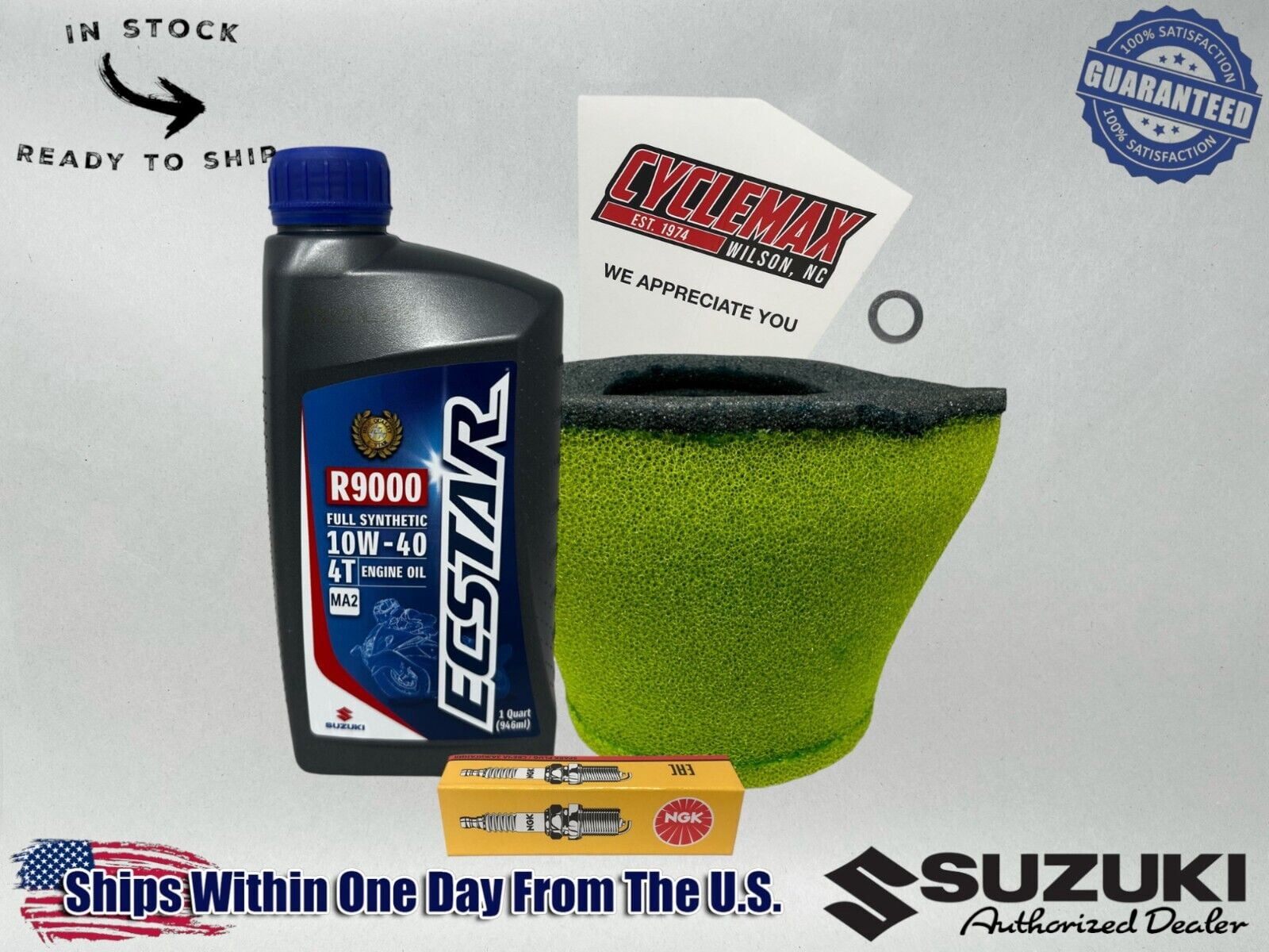Cyclemax FS 10W40 R9000 Transmission Oil & TuneUp Kit fits 1986-2001 Suzuki RM80