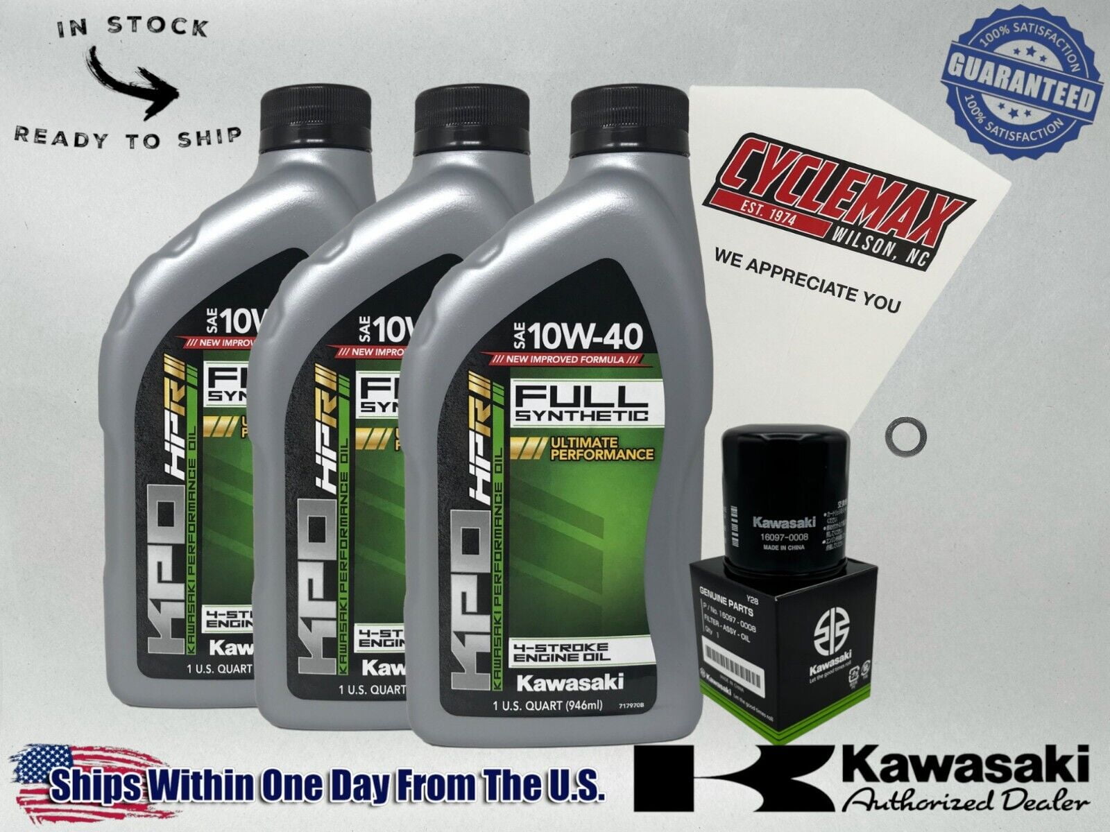 Cyclemax Full-Synthetic KPO Oil Change Kit fits 2023-2024 Kawasaki