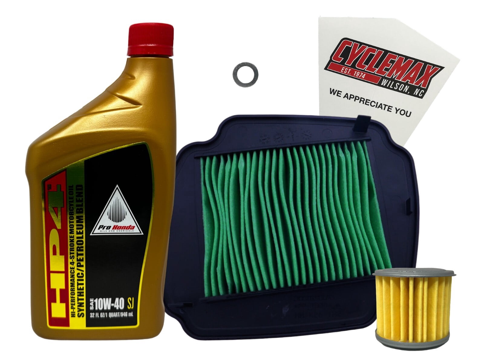 Cyclemax Full Synthetic Oil Change Kit fits 2021-2024 Honda Grom w/ Air Filter