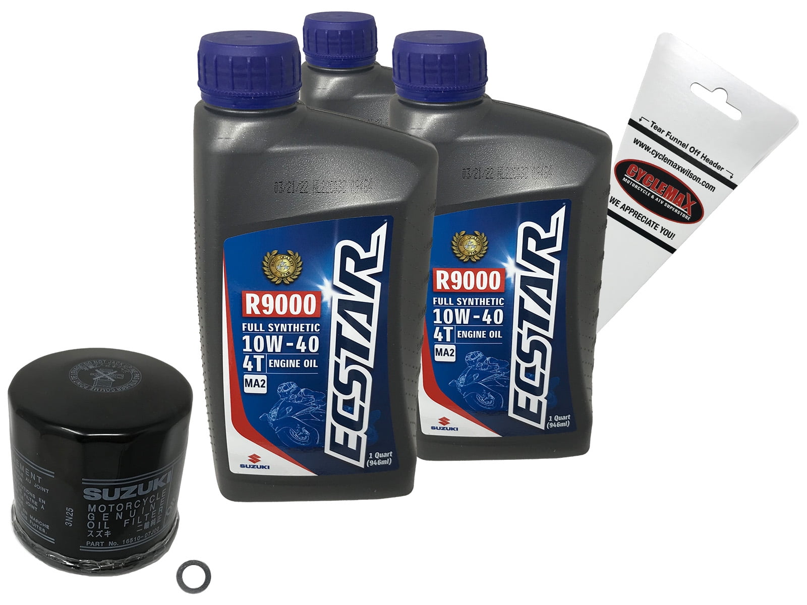 Cyclemax Full Synthetic Oil Change Kit for 2002-2021 Suzuki GSX-R750 with 10W-40 Oil