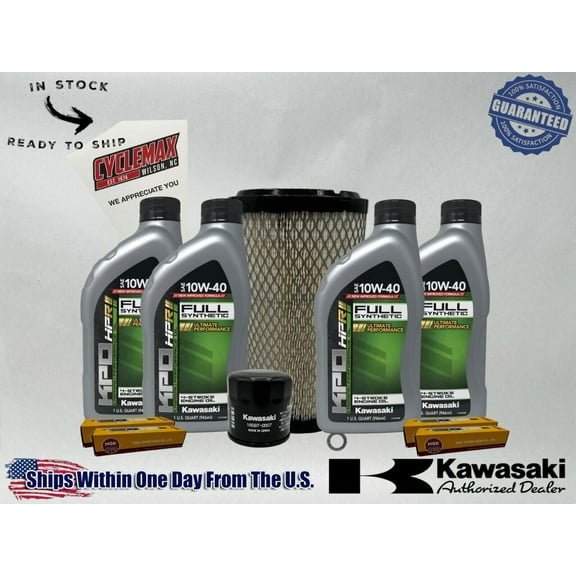 Cyclemax Full Synthetic Tune Up Kit fits 2024 Kawasaki RIDGE with Spark Plugs