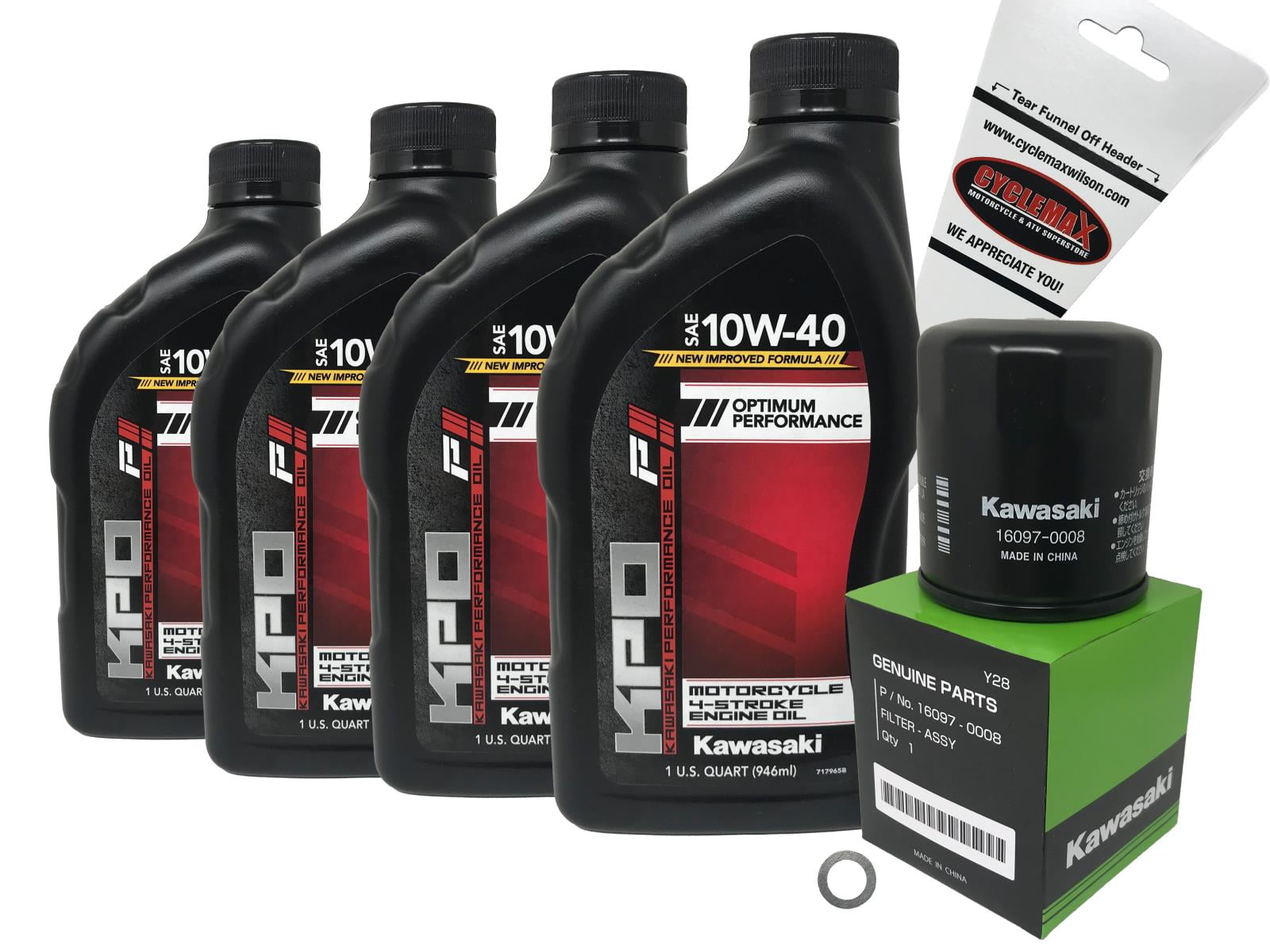 Cyclemax Oil Change Kit for 2000-2022 Ninja 1000 with 10W-40 Oil