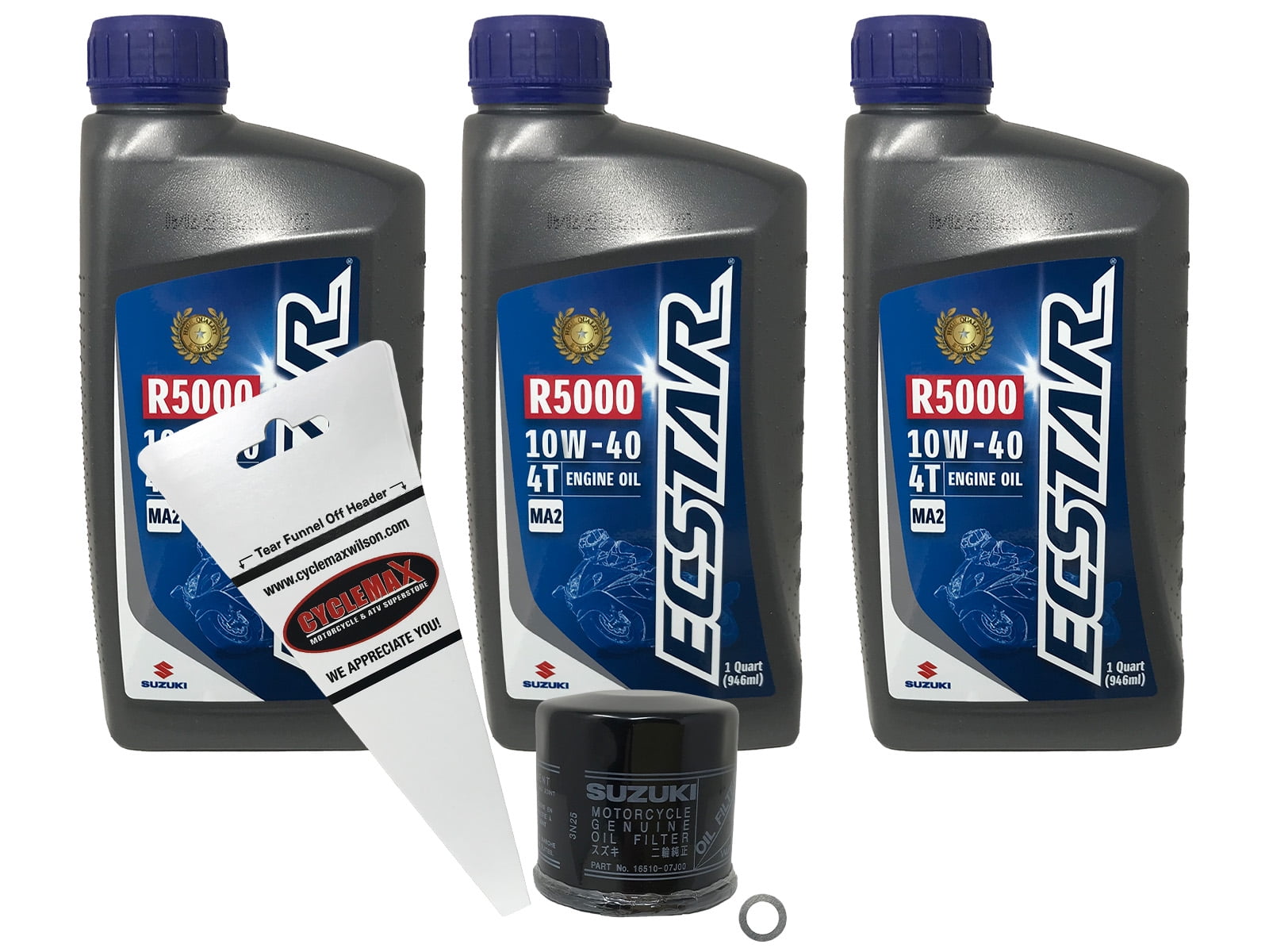 Cyclemax Oil Change Kit for 2001-2017 Suzuki DL650 VSTROM with 10W-40 Oil