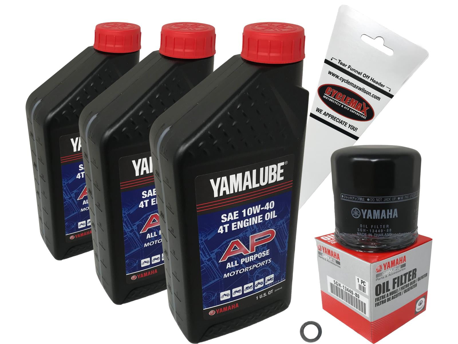 Cyclemax Oil Change Kit for 2002-2008 Yamaha GRIZZLY 660 4x4 with 10W-40 Oil