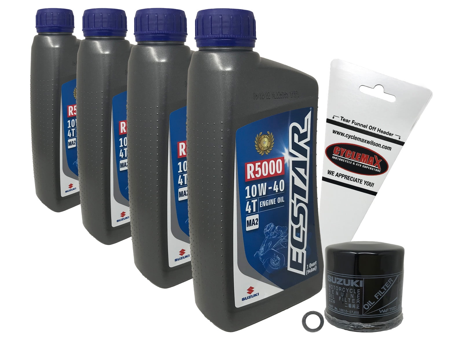 Cyclemax Oil Change Kit for 2002-2019 Suzuki DL1000 VSTROM with 10W-40 Oil