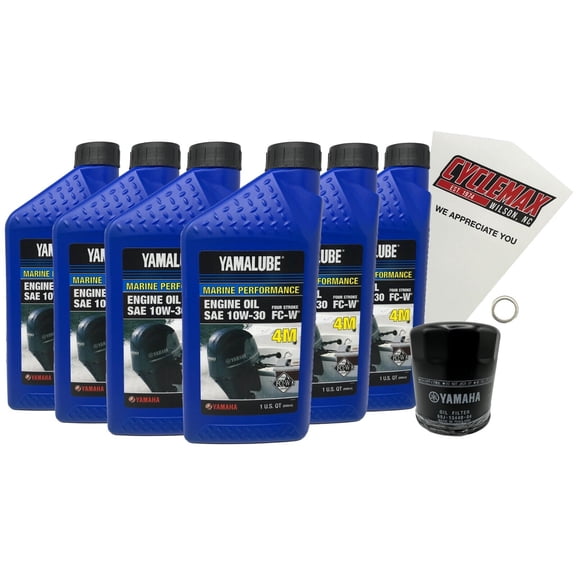 Cyclemax Yamalube 10W30 Marine Oil Change Kit fits 2002-2024 Yamaha F200 Engine