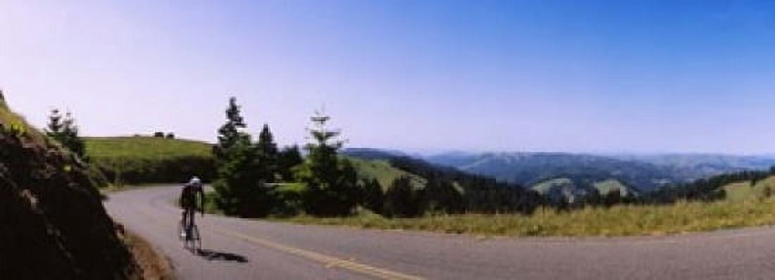 Cycler on Mt Tamalpais Marin County California Canvas Art - Panoramic Images (34 x 12)