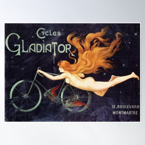 Cycles Gladiator Montmartre Advertisement Vintage French Art Nouveau Poster Wall Art Modern Wall Decor For Living Room Bedroom