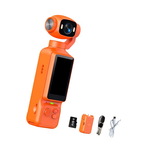 Cycling And Travel Action Camera with Rotating Lens, Front Display, 1080P Handheld Video Camera for Daily Vlog Use