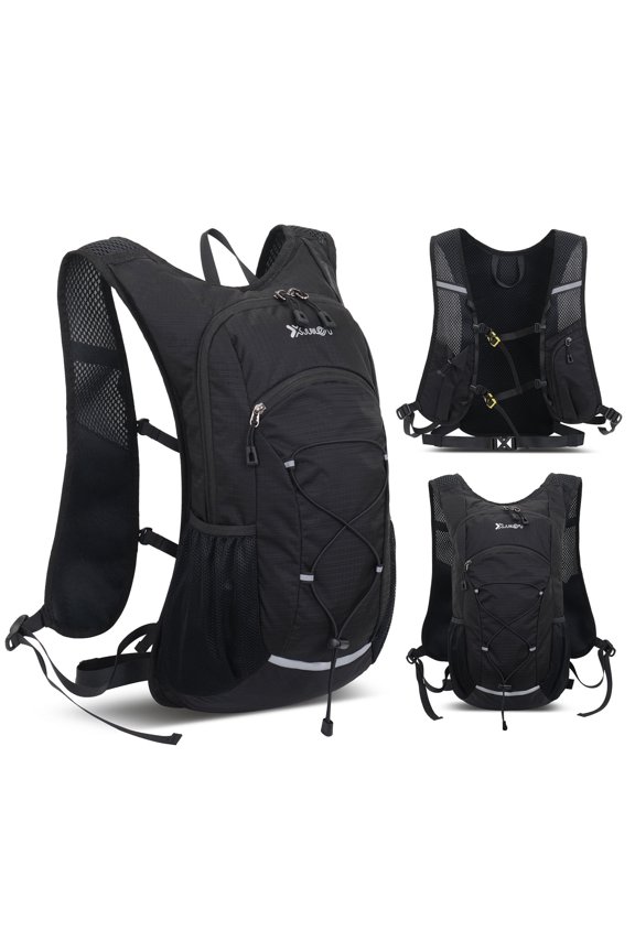 Cycling Backpack for Men Women 20L Lightweight Waterproof Outdoor Rucksack with Adjustable Chest Straps, Breathable Running Hydration Vest with Reflective Strips Black