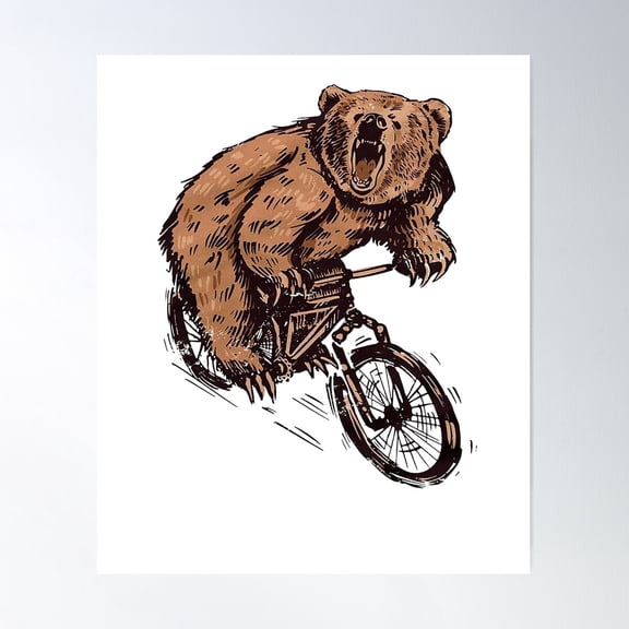 Cycling Bear Shirt Poster Wall Art, Modern Wall Decor For Living Room Bedroom, 8x12 UNFRAMED