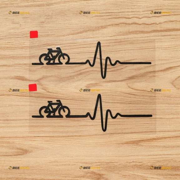 Cycling Bike Bicycle Decal Sticker Vinyl Heart Beat Racing Rider - 2 Pack Black, 6 Inches - for Car Boat Laptop 02141