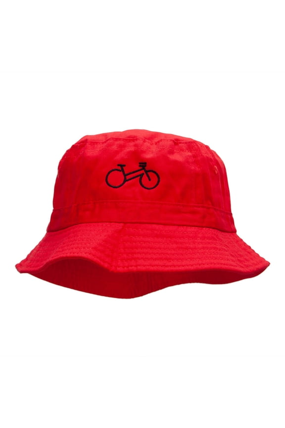 Cycling Bike Embroidered Bucket Hat - Red OSFM