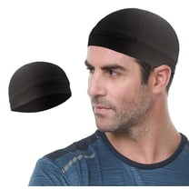 Cycling Cap, Moisture Wicking Skull Helmet Liner Cooling Skull Caps for Men, Stretch Mesh Sweat Beanie, Motorcycle Cycling Breathable Dome Cap Sweatband, Black