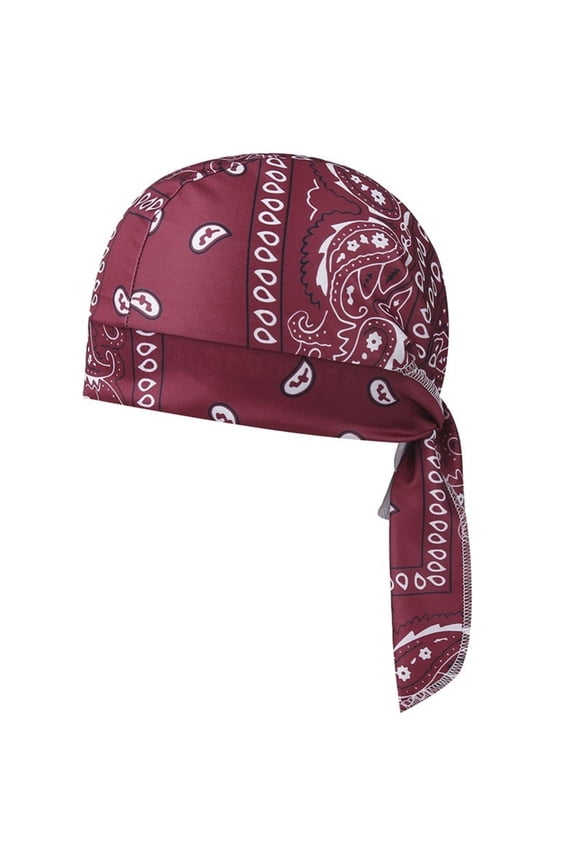 Cycling Caps Helmet Liner Doo Rag Motorcycle Bandana Hat Sweat Liner Skull Caps Dew Rags for Men and Women Red One Size