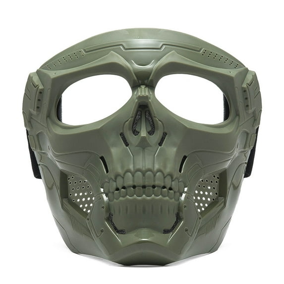 Cycling Colored Goggle Motorcycle Skull Skeleton Mask Windproof Full Face Mask Paintball Game Tactical Protection Helmet Mask (Green 1)