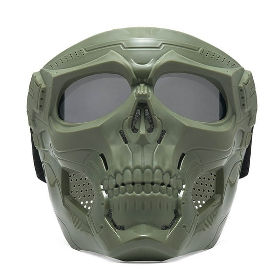 Cycling Colored Goggle Motorcycle Skull Skeleton Mask Windproof Full Face Mask Paintball Game Tactical Protection Helmet Mask (Green 4)