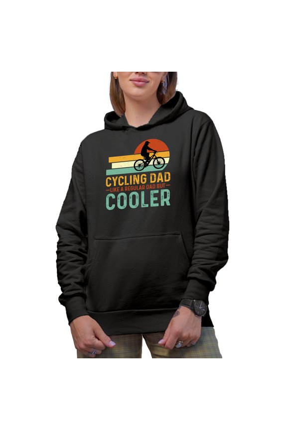 Cycling Dad Like a Regular Dad but Cooler - Retro Bicyclist, Father's Day, Black Hooded Sweatshirt or Hoodie, Small