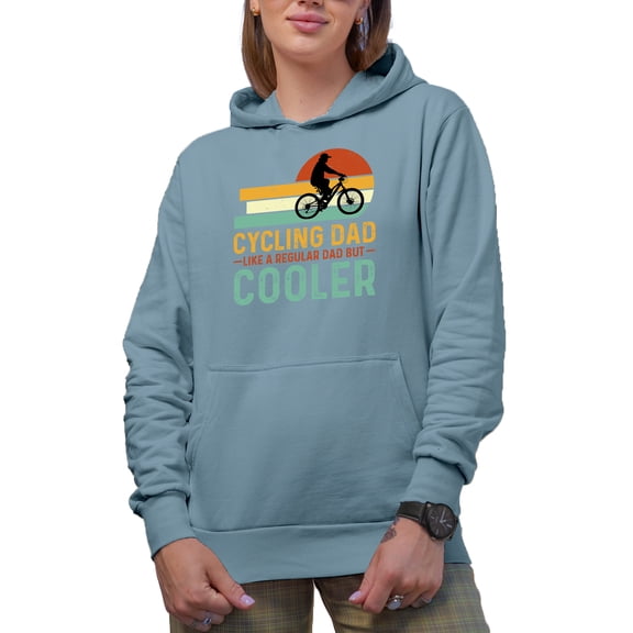 Cycling Dad Like a Regular Dad but Cooler, Retro Bicyclist, Father's Day, Light Blue Hooded Sweatshirt or Hoodie, XL