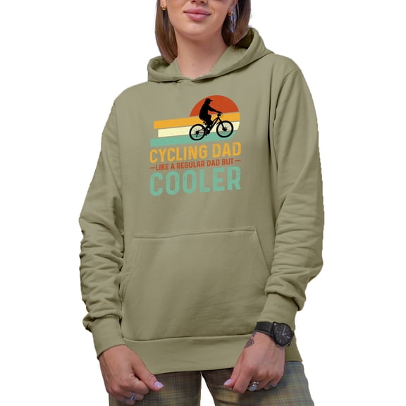 Cycling Dad Like a Regular Dad but Cooler, Retro Bicyclist, Father's Day, Sand Hooded Sweatshirt or Hoodie, 2XL