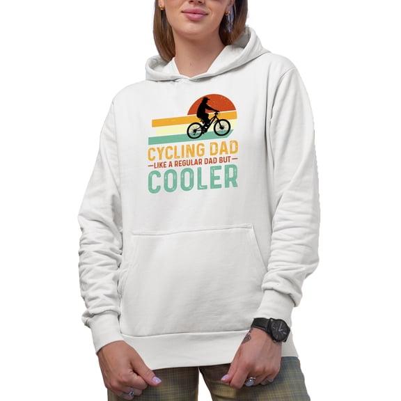 Cycling Dad Like a Regular Dad but Cooler, Retro Bicyclist, Father's Day, White Hooded Sweatshirt or Hoodie, Medium