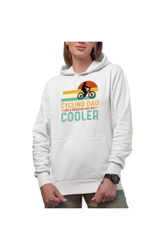 Cycling Dad Like a Regular Dad but Cooler, Retro Bicyclist, Father's Day, White Hooded Sweatshirt or Hoodie, XL