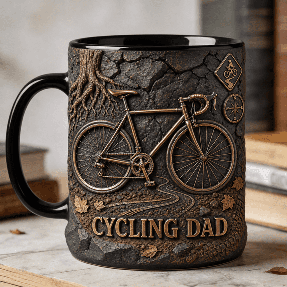 Cycling Dad Mug 3D Effect Mug for Bike Rider Dad, Coffee Cup Gift for Cyclists