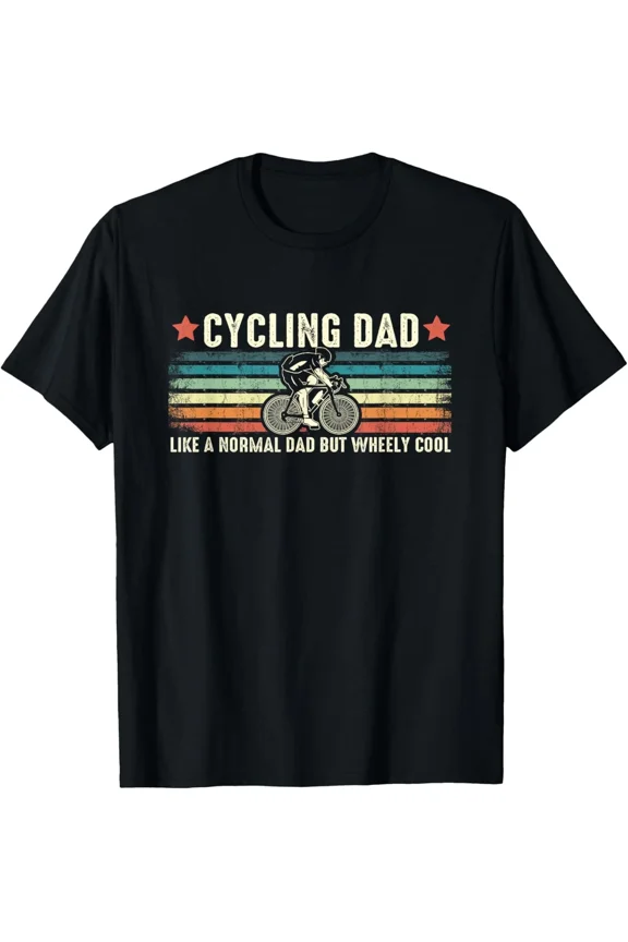 Cycling Dad Wheely Cool Funny Vintage Bike Rider Father Unisex T-Shirt, for men & women, up to size 5XL