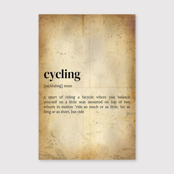 Cycling Definition Art Print: Funny Cyclist Giftfor Living Room Bedroom Office Farmhouse Neutral Home Artwork Ready to Hang 8x12 inch