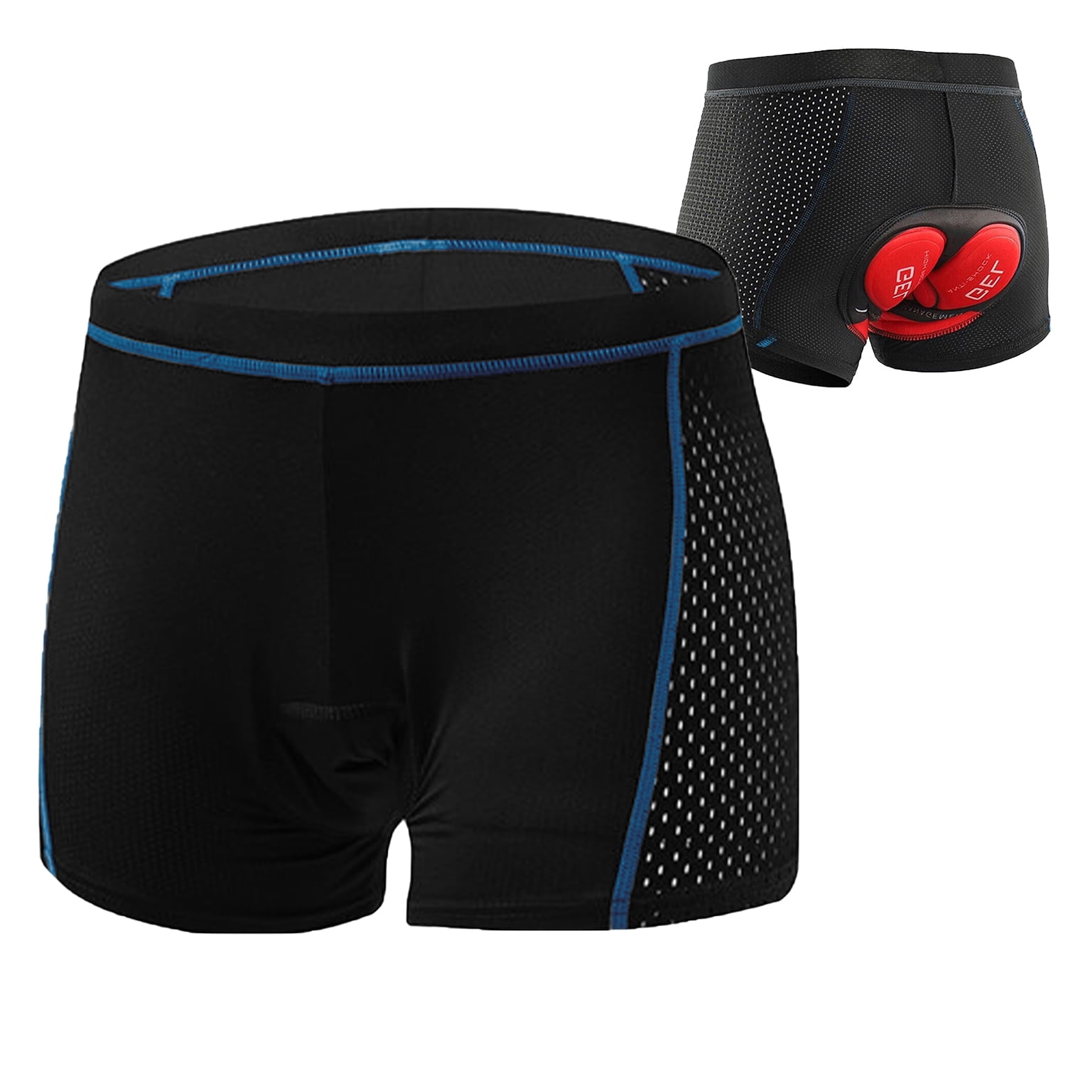 Cycling Gel Padded Bike Shorts for Men Breathable Mountain Bicycle Underwear Blue Liner L