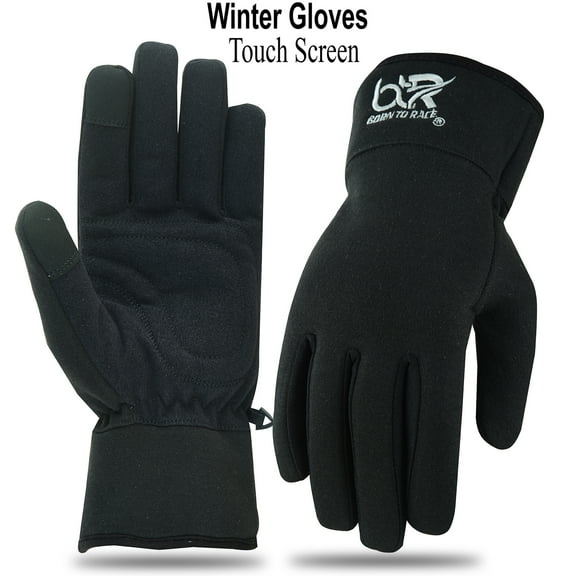 Cycling Gloves 100% Waterproof Touch Screen Unisex Gloves | Fleece Gloves for Men Women | Full Finger Gloves | Touch Screen Gloves with Hipora Ideal for Cycling Running Driving Hiking Black-S