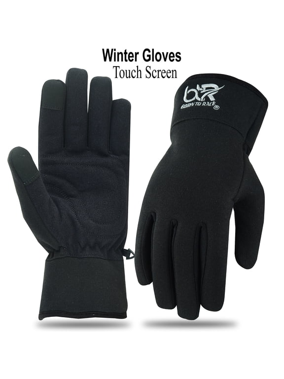 Cycling Gloves 100% Waterproof Touch Screen Unisex Gloves | Fleece Gloves for Men Women | Full Finger Gloves | Touch Screen Gloves with Hipora Ideal for Cycling Running Driving Hiking Black-XL