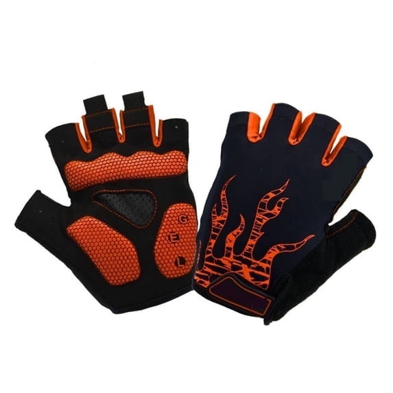 Cycling Gloves Bike Gloves for Men/Women- 5MM Gel Pad Half Finger Bicycle Biking Gloves for Cycling/Weight Lifting/Gym/Motorcycle/Rowing/Outdoor Sports, Orange, L