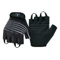 Cycling Gloves Padded Half Finger Dot Polyester Fabric Palm Light Weight Workout Biking Fingerless Gloves Black-S