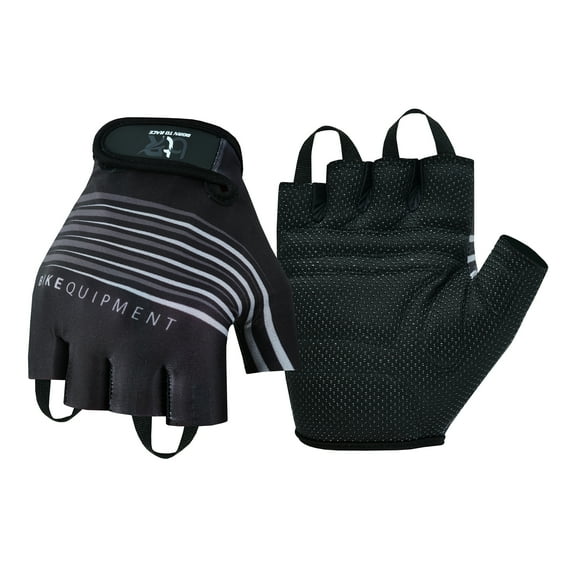 Cycling Gloves Padded Half Finger Dot Polyester Fabric Palm Light Weight Workout Biking Fingerless Gloves Black-S