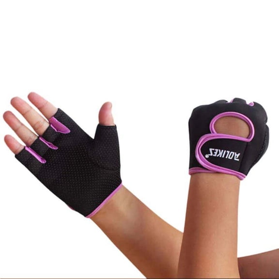 Cycling Half Finger Gloves Women Men Protective Handwear Gym Fitness Outdoor Bike Riding Sportswear Accessories,Purple, S