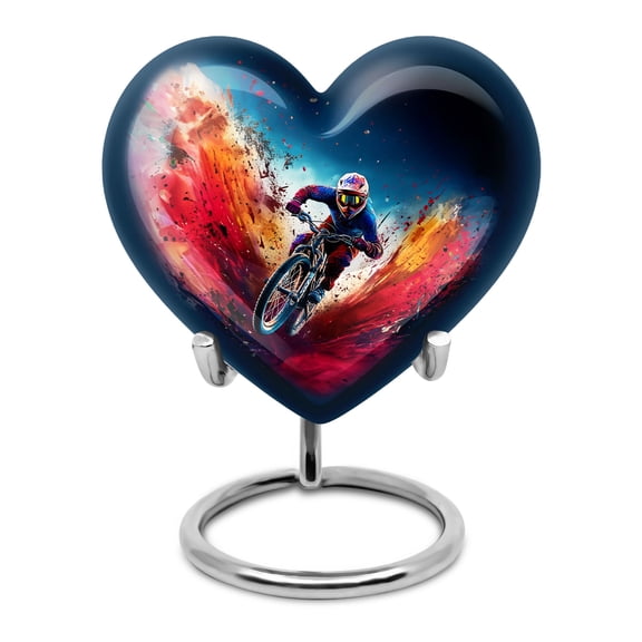 Cycling Heart Keepsake Urn - Urns For Ashes Adult Male - Small Urns For Human Ashes With Box & Bag - Heart Shaped Urns For Ashes Small - Urns For Human Ashes Adult Female & Male - 3inch, 1pc