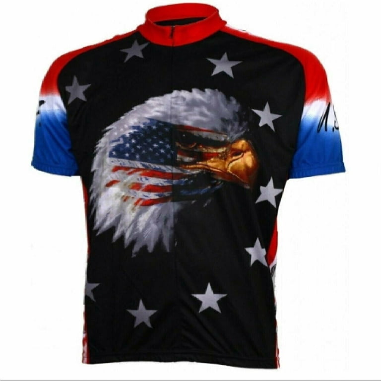 American Eagle Patriotic Short Sleeve Men's Full Zip Cycling