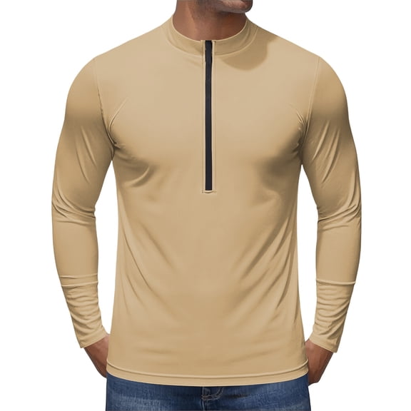 Cycling Jersey Men Long Sleeve Bike Jersey Moisture Wicking Quick Dry Bike Shirt, UPF 50+ Sun Protection for Road Mtb Riding Beige Xxl